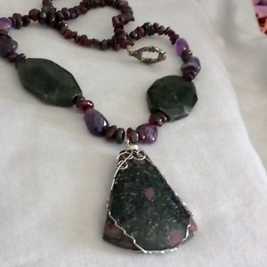 Huge natural ruby zoisite and amethyst vintage pendant 🤗